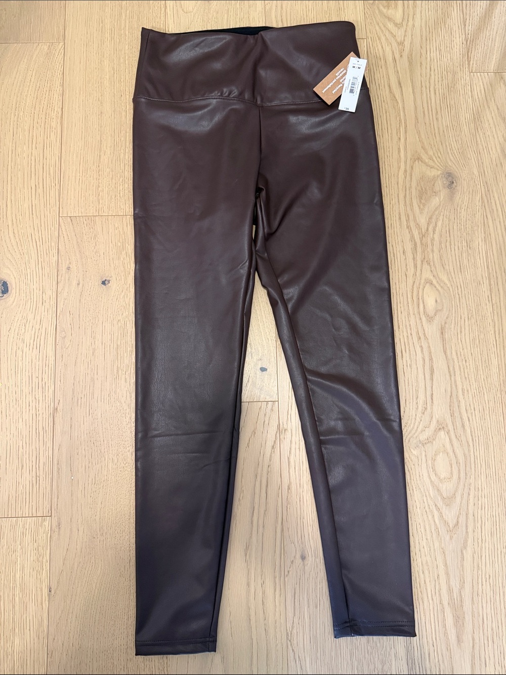 Womens Size M- Faux Leather Leggings - Dark Brown NWT